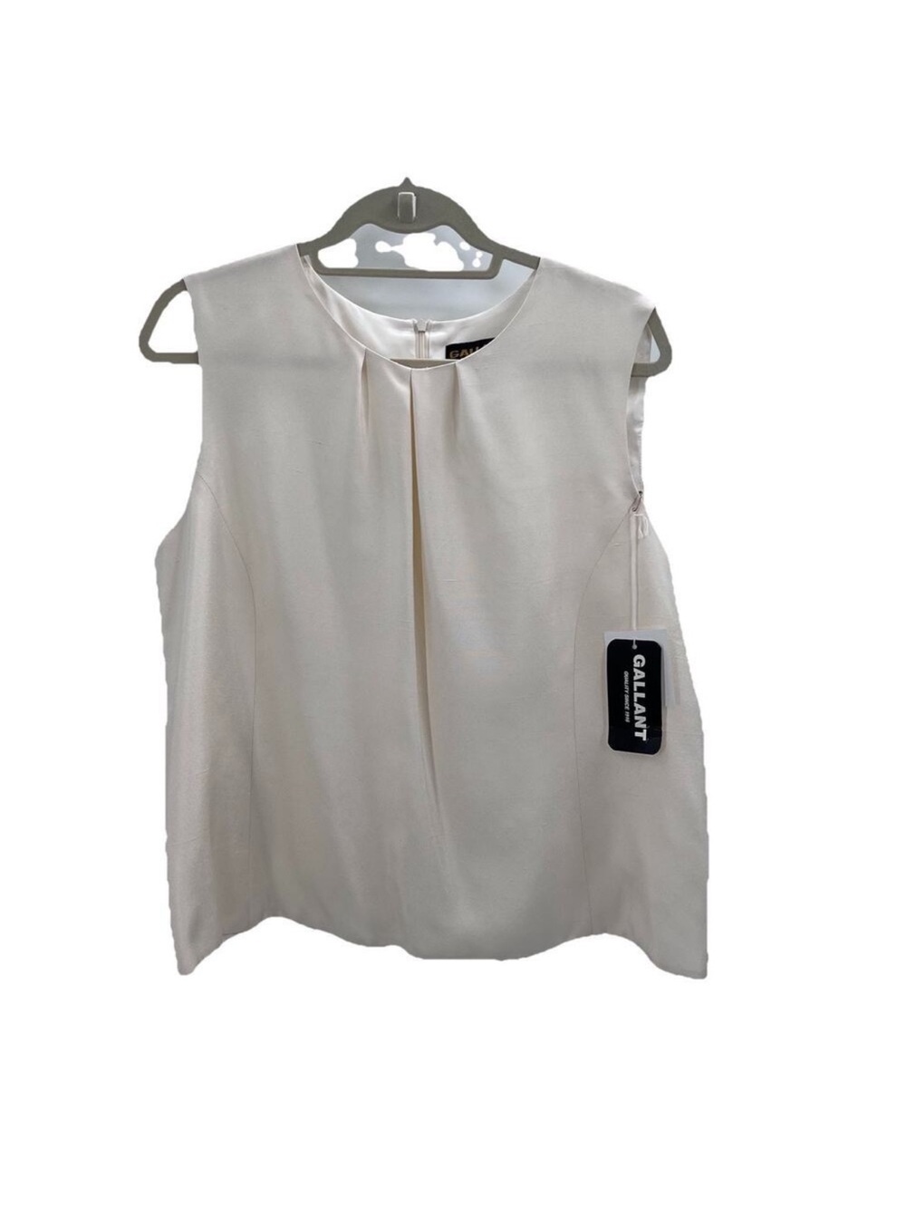 Vintage GALLANT Cream Ivory 100% Silk Sleeveless Shell Top Lined Womens 14